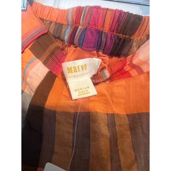 Anthropologie Maeve Skirt Pippa Pleated Midi A-Line Plaid Orange Size Medium NWT - Picture 7 of 8